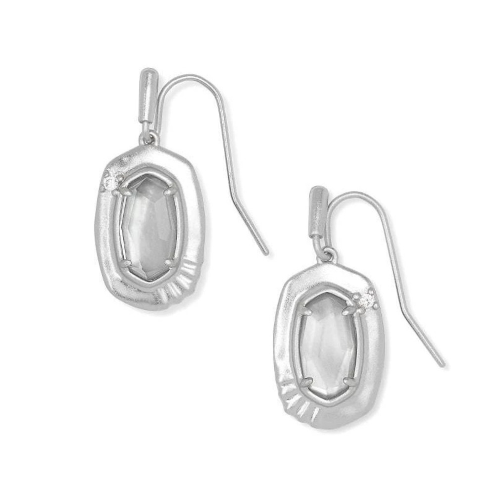 Kendra Scott Small White Gold Grey Cat Eye Earrings